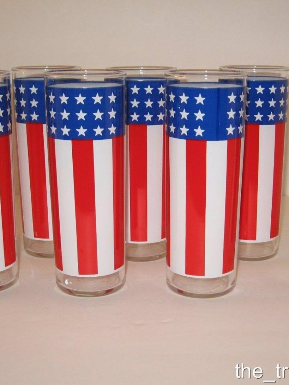 VTG Libbey Stars & Stripes USA 12oz Glasses Set of 8